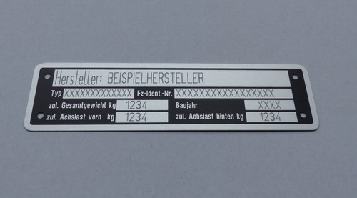 Typenschild anhänger - typenschild,