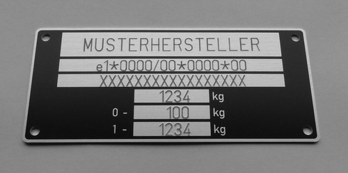 Typenschild anhänger - typenschild,