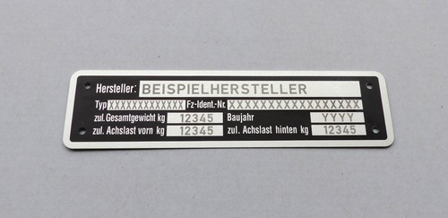 Typenschild anhänger - typenschild,